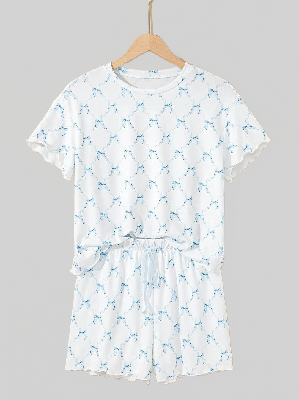Printed Round Neck Top and Shorts Two-Piece Lounge Set nicholesgifts