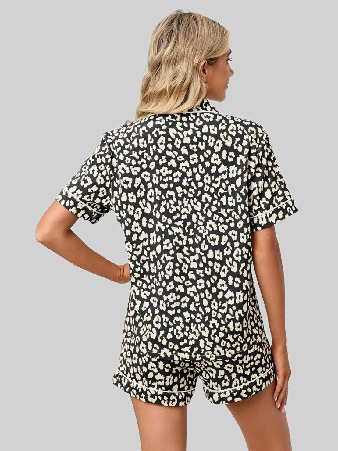 Full Size Leopard Short Sleeve Top and Shorts Lounge Set Plus Size nicholesgifts