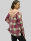 NicholesGifts Women Shiny Plaid Drawstring Drop Shoulder Slit Hoodie NicholesGifts