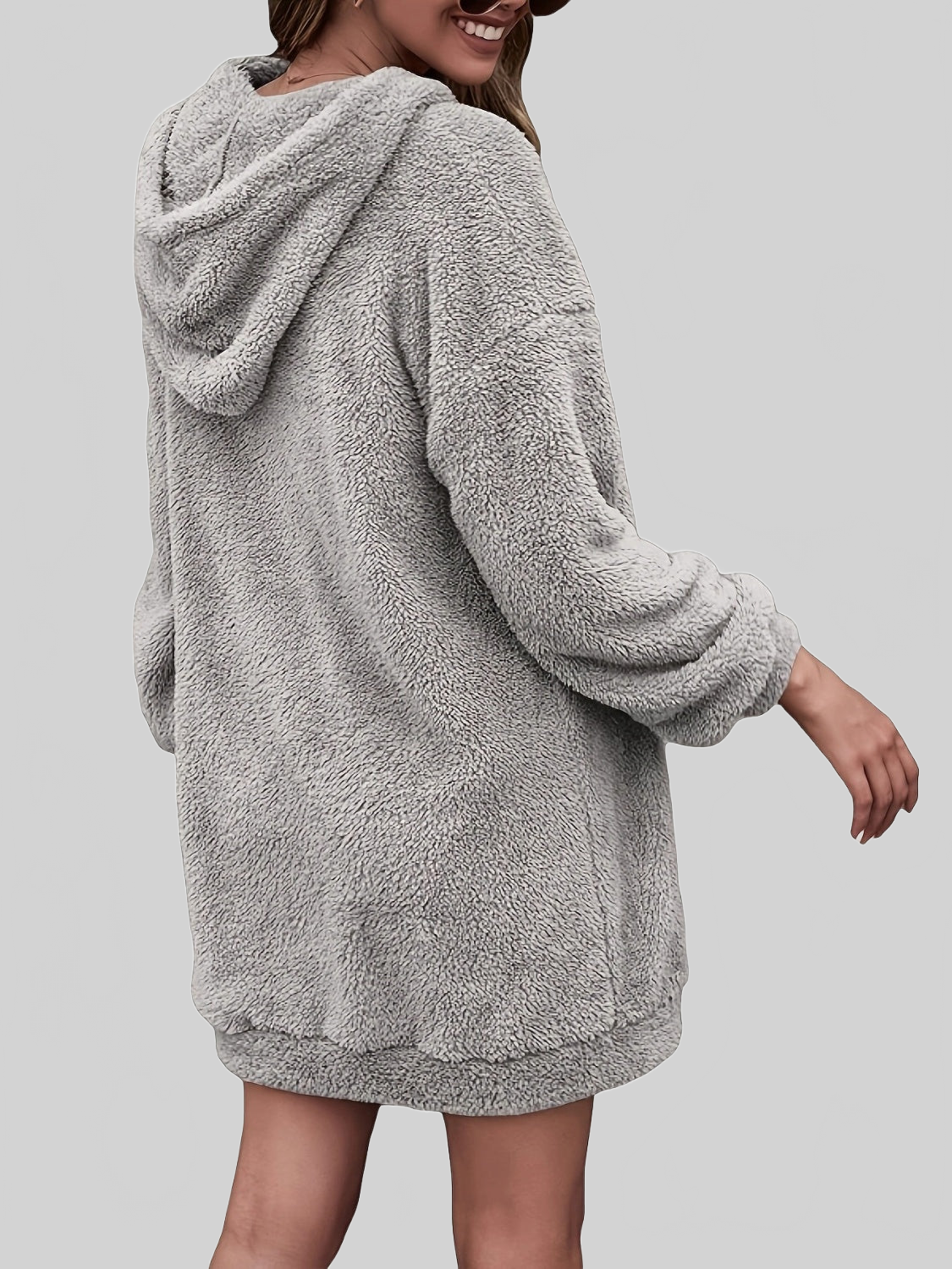 NicholesGifts Women Half Zip Dropped Shoulder Oversized Hoodie NicholesGifts