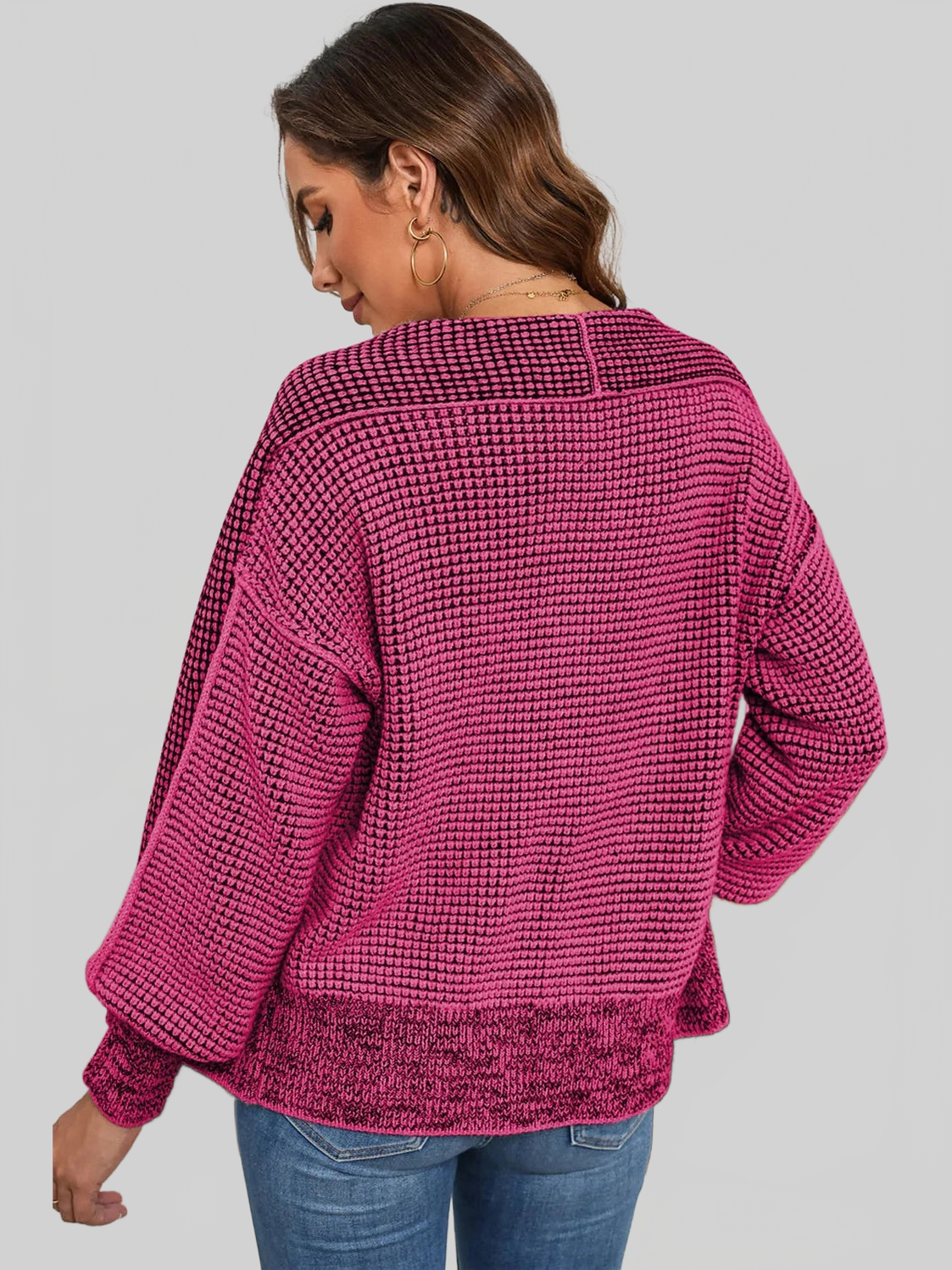 Women Waffle-knit Pocketed Open Front Cardigan nicholesgifts