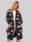 Women Heart Graphic Open Front Cardigan with Pockets nicholesgifts