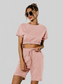 Short Sleeve Cropped Top and Drawstring Shorts Lounge Set nicholesgifts