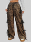 Women Cargo Wide Leg Pants with Side Tie Details nicholesgifts