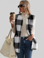 Women Cozy Plaid Sherpa Vest Coat nicholesgifts