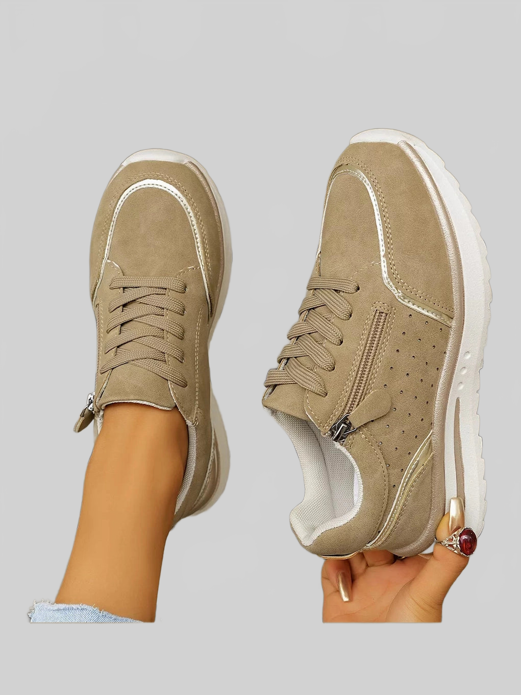 Round Toe Lace Up Sneakers nicholesgifts