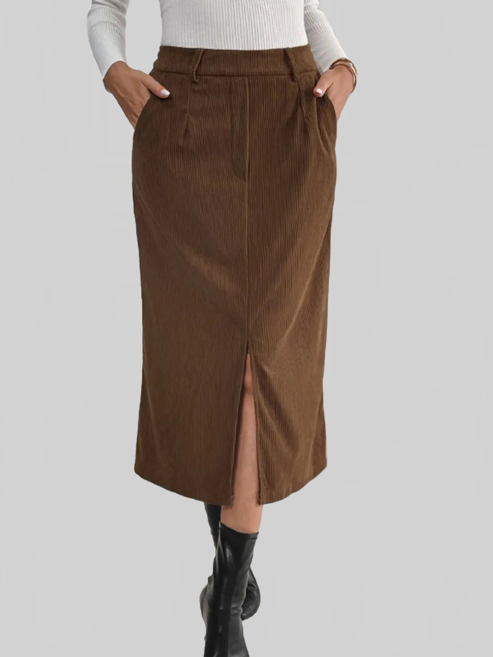 Perfee Slit Midi Skirt with Pockets nicholesgifts