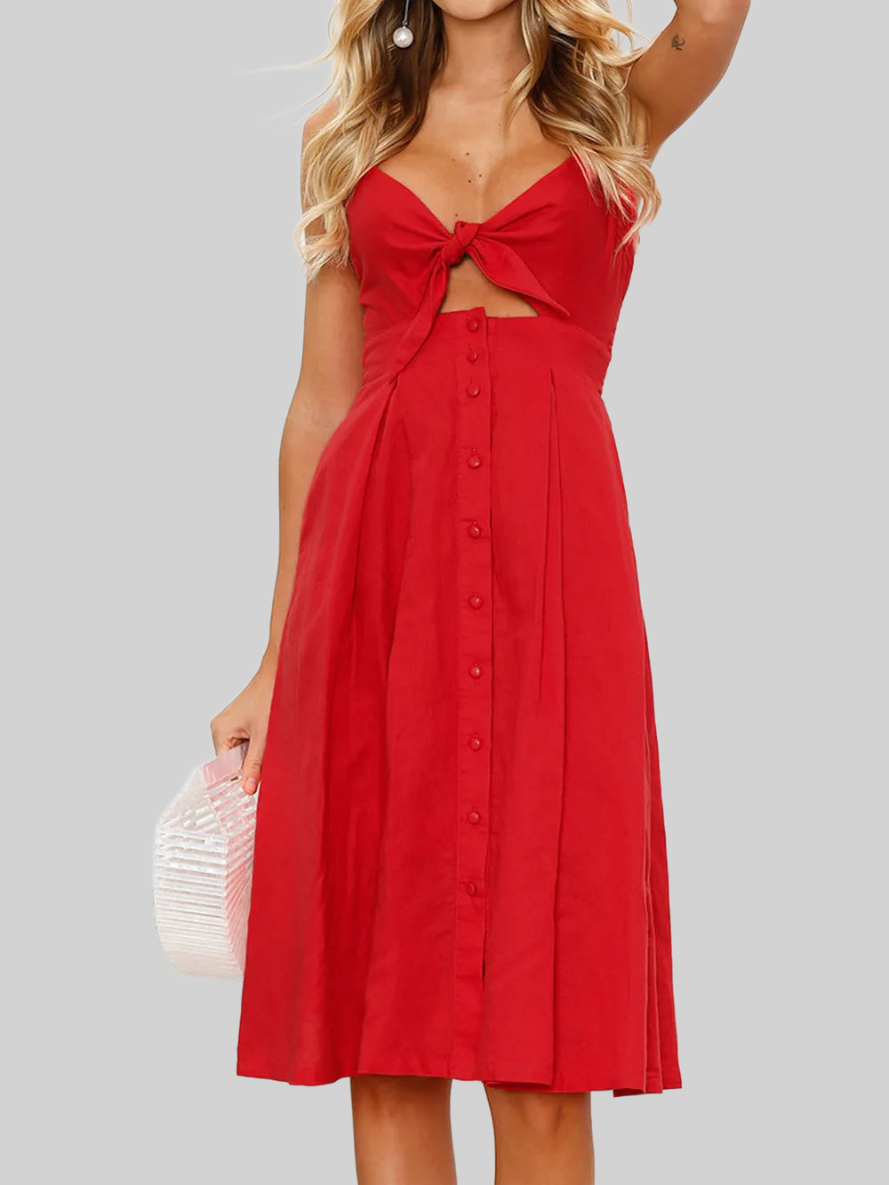 Cutout Smocked Sweetheart Neck Cami Dress nicholesgifts
