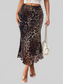 Women Leopard Print Midi Mermaid Skirt nicholesgifts