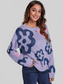 Flower Pattern Round Neck Long Sleeve Sweater nicholesgifts