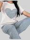 Heart Ribbed Knit Top and Pants Lounge Set nicholesgifts