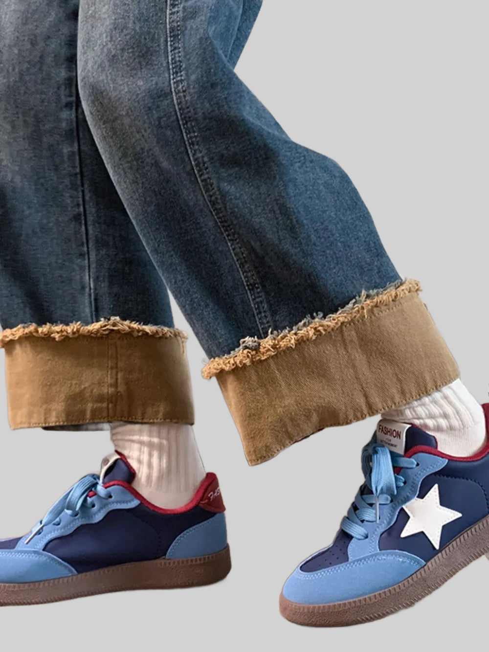 Contrast Star Lace-Up Athletic Sneakers nicholesgifts