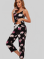 Floral V-Neck Cami and Cropped Pants Lounge Set nicholesgifts