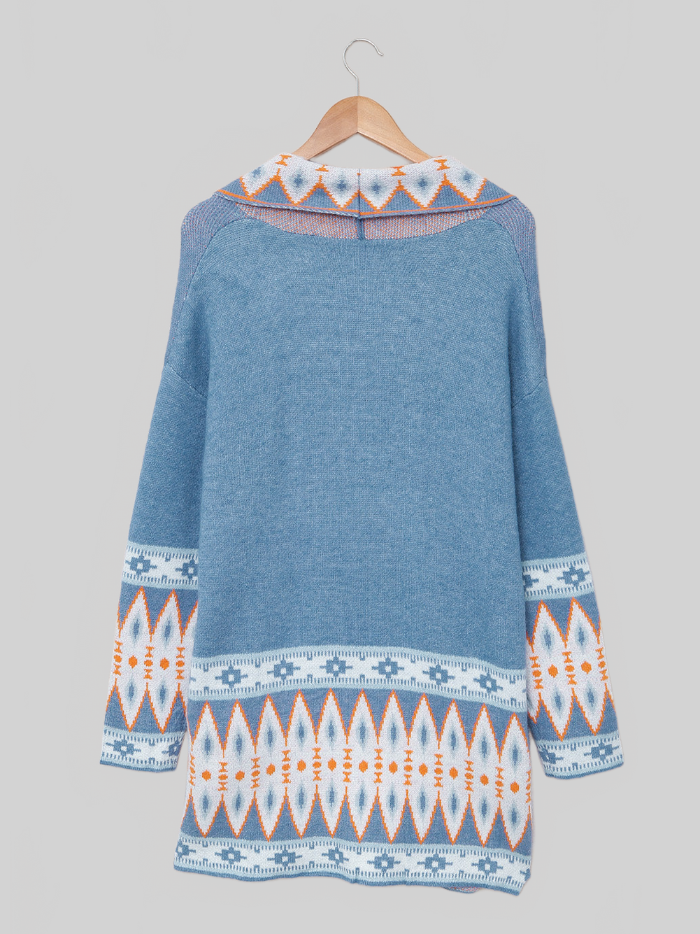 Women Geometric Open Front Long Sleeve Cardigan Sweater nicholesgifts