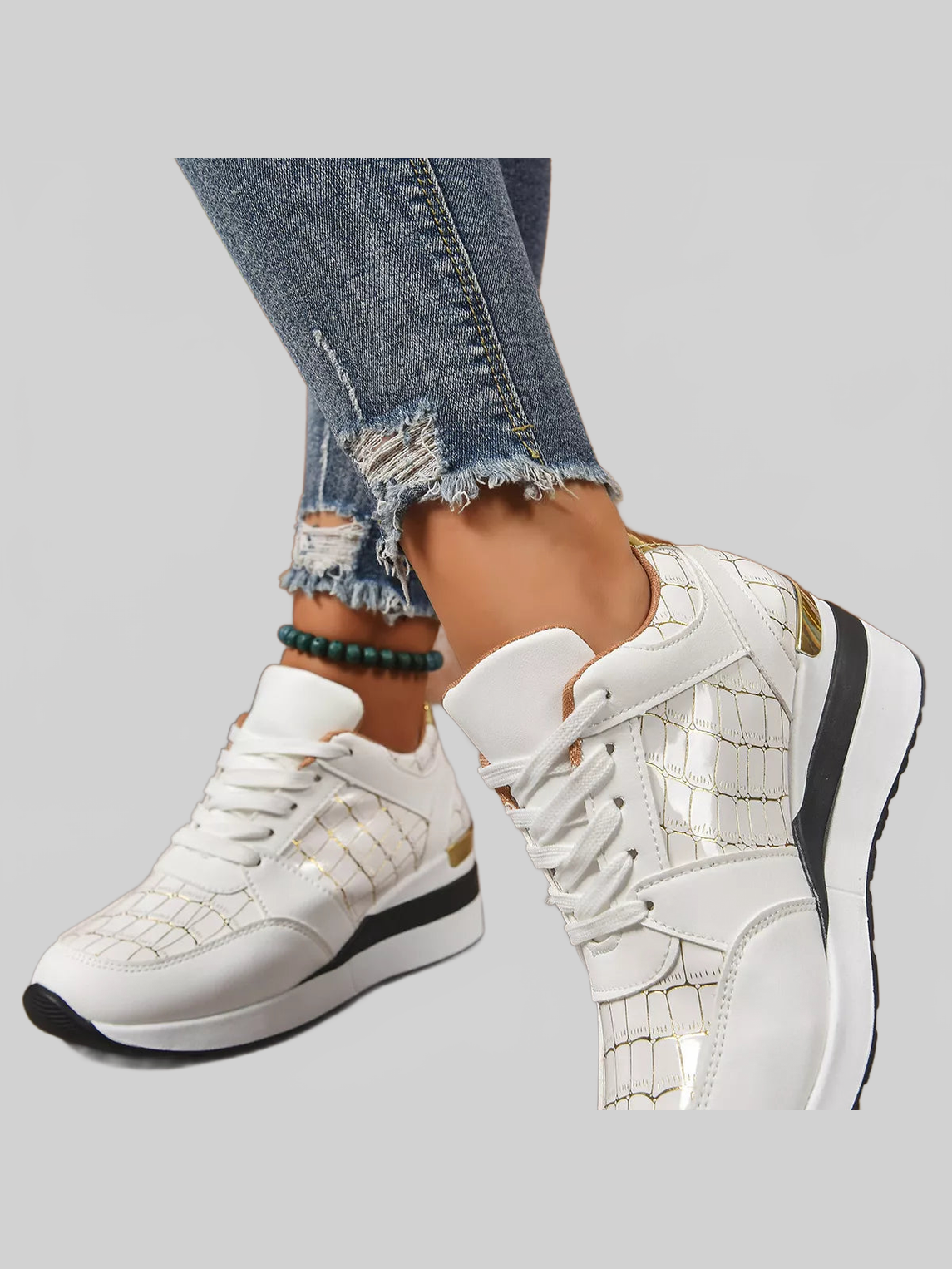 Women Lace Up Round Toe Sneakers nicholesgifts