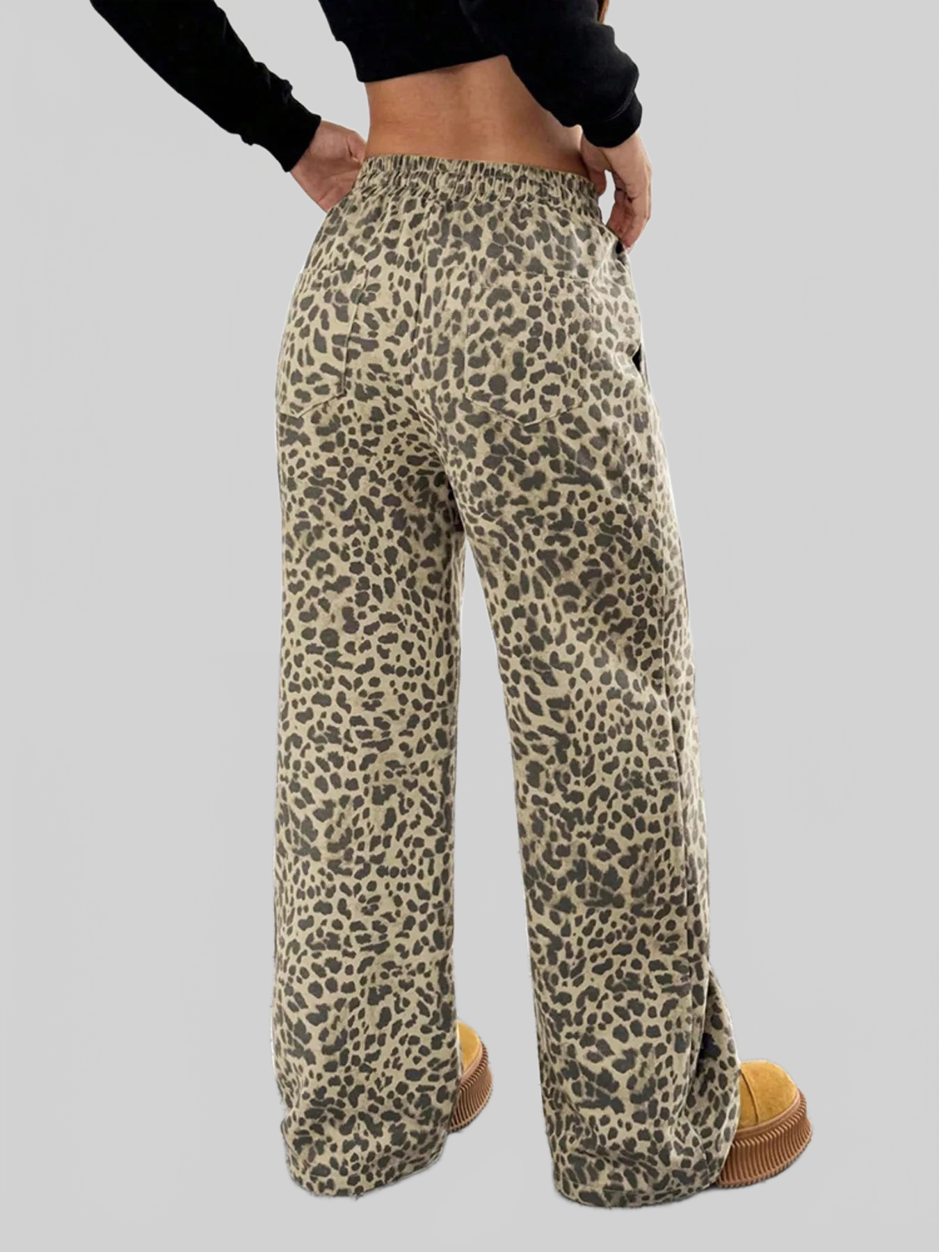 Women Full Size Leopard Print Wide Leg Pants Plus Size nicholesgifts