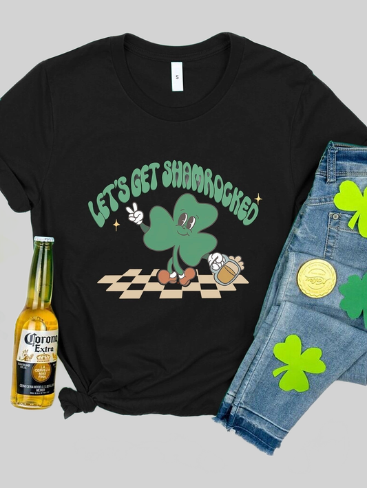 Women LET'S GET SHAMROCKED Round Neck T-Shirt NicholesGifts