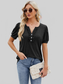 Women Frill Notched Short Sleeve Blouse nicholesgifts
