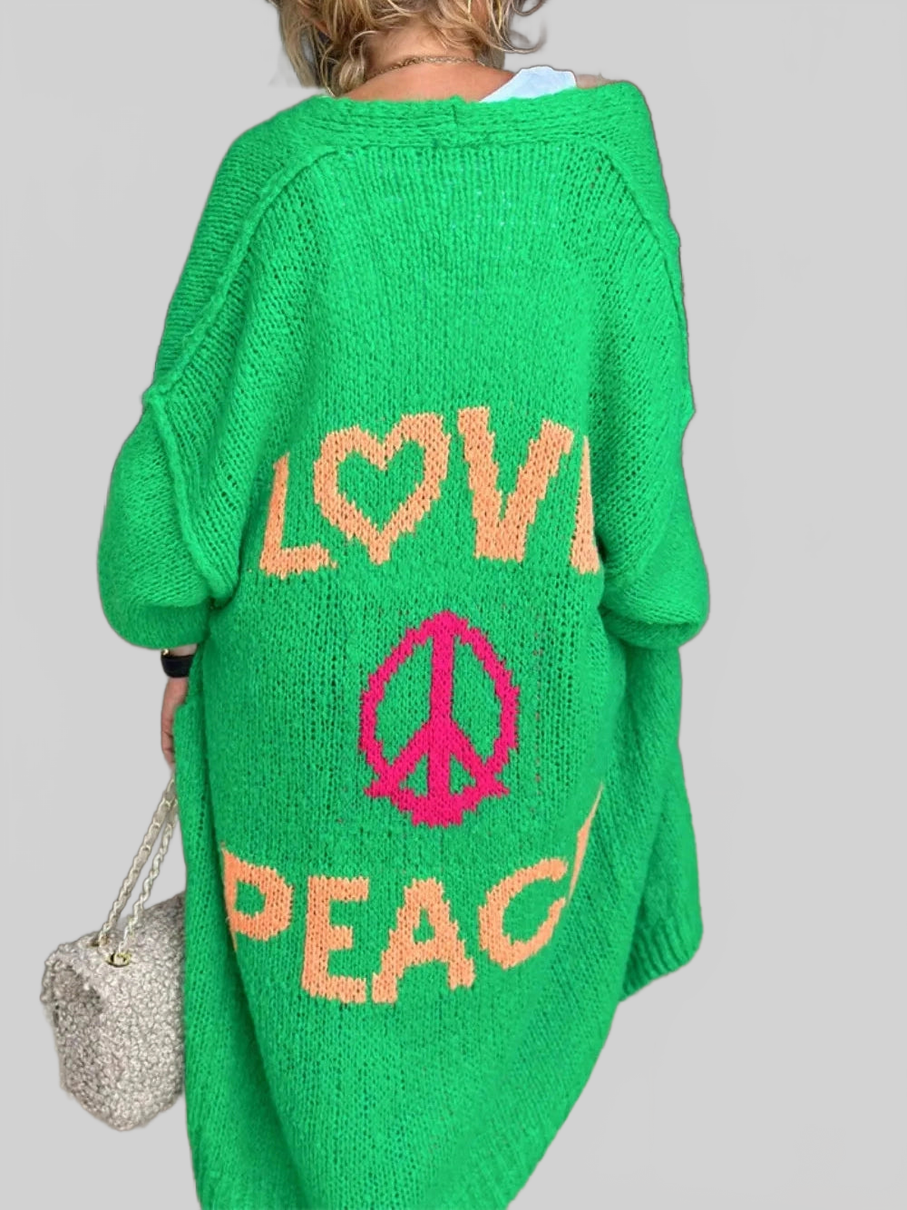 Letter Dropped Shoulder Long Sleeve Cardigan nicholesgifts