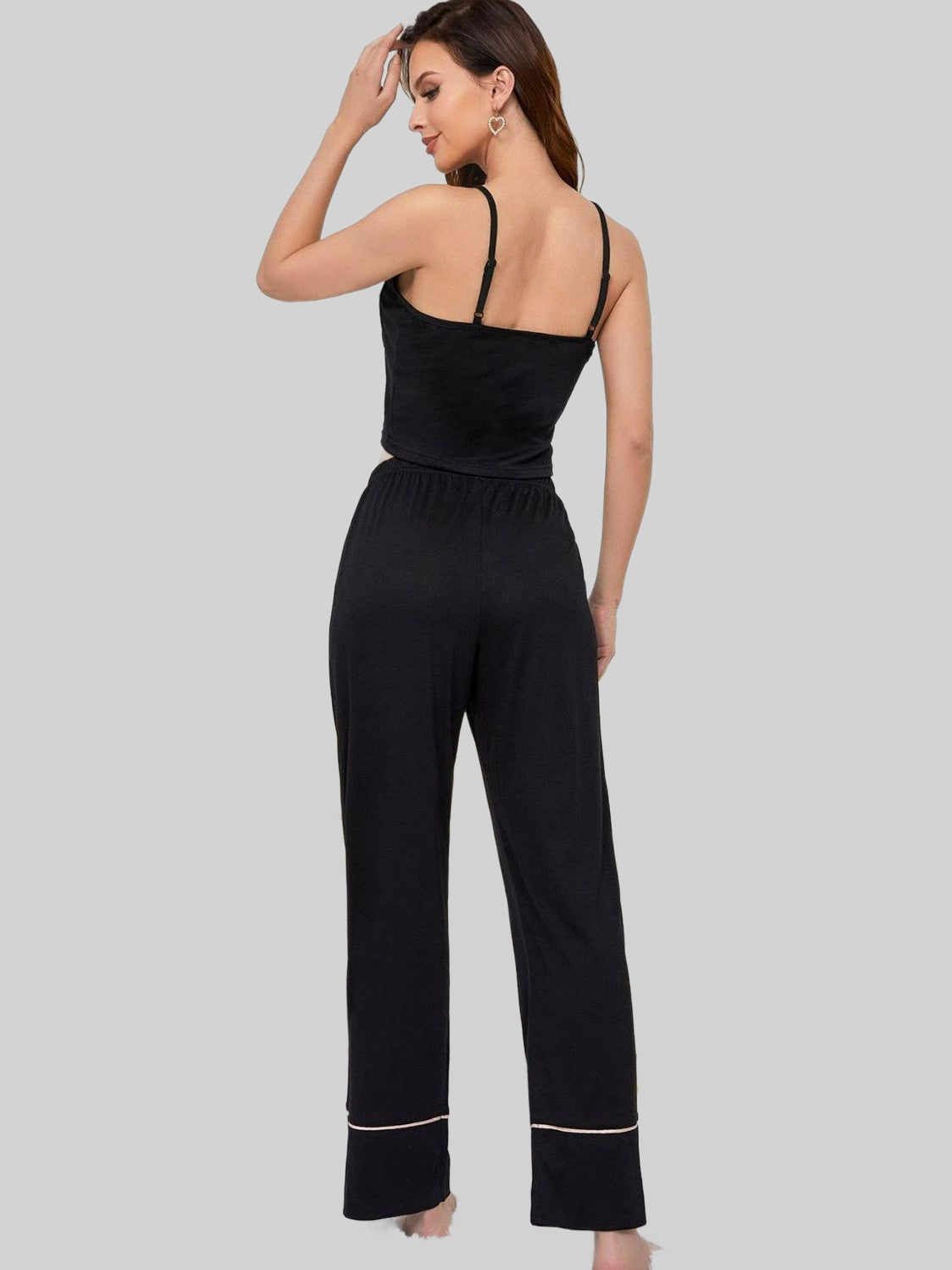Contrast Trim Cropped Cami and Pants Loungewear Set nicholesgifts