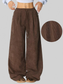 Women Wide Leg Corduroy Drawstring Pants nicholesgifts
