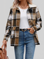 Perfee Pocketed Plaid Button Up Collared Neck Jacket nicholesgifts