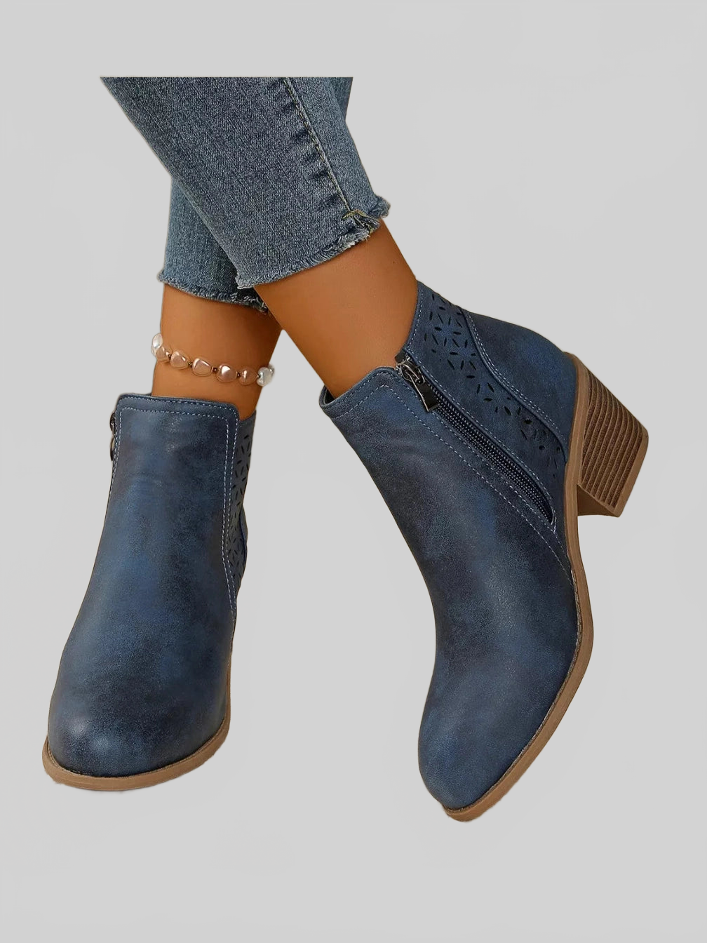 Point Toe Block Heels Boots nicholesgifts