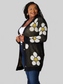 Women Perfee Floral Button Down Longline Cardigan nicholesgifts