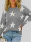 Star Pattern Round Neck Pullover Sweater nicholesgifts