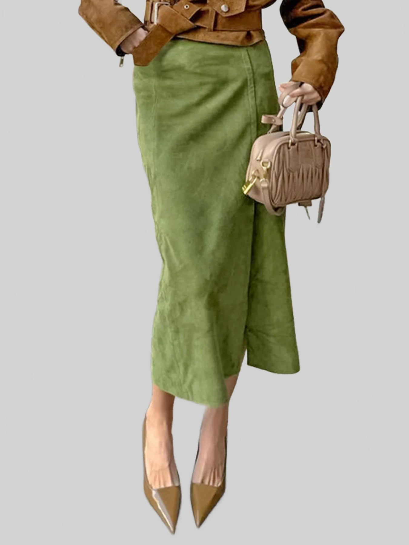 Women Solid Color Midi Skirt nicholesgifts