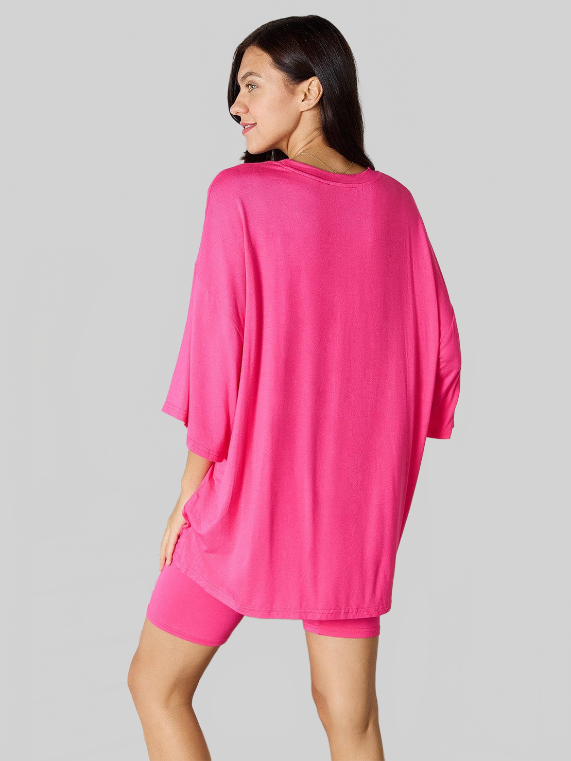 NicholesGifts Women Basic Bae Full Size Soft Rayon Three-Quarter Sleeve Top and Shorts Set nicholesgifts