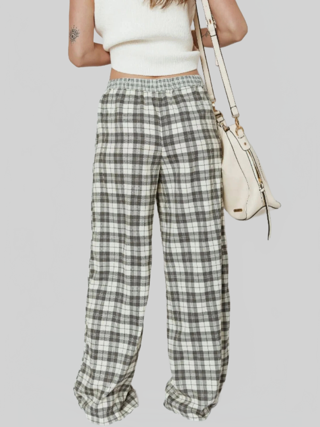 Women Plaid Wide Leg Pants nicholesgifts