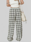 Women Plaid Wide Leg Pants nicholesgifts