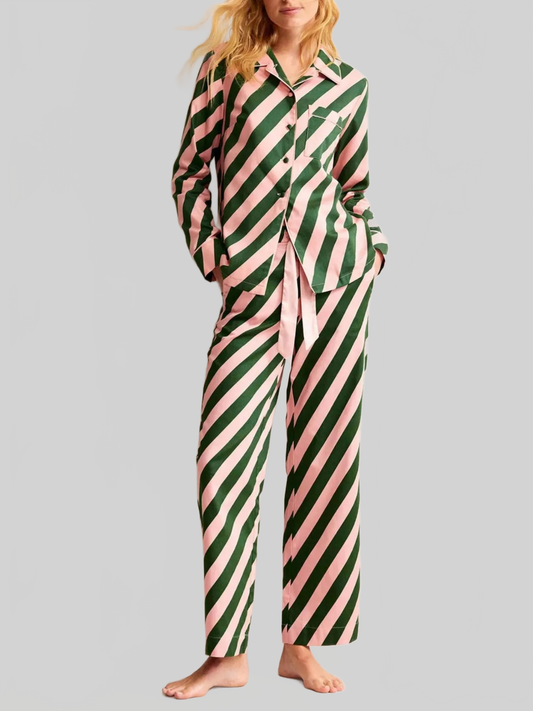 Striped Long Sleeve Shirt and Pants Lounge Set nicholesgifts