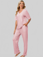 Printed V-Neck Top and Pants Lounge Set nicholesgifts