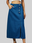 Slit Button Detail Denim Midi Skirt nicholesgifts