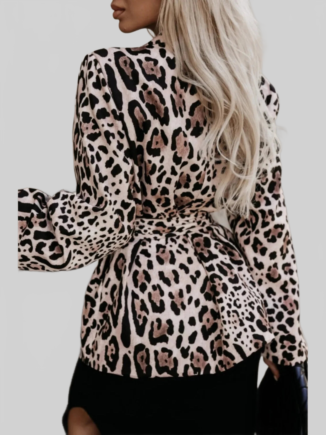 Tied Printed Collared Neck Long Sleeve Jacket nicholesgifts