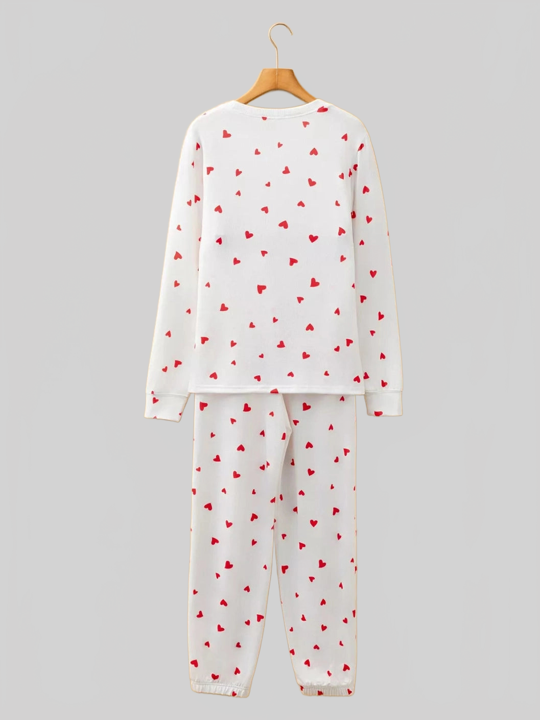 Hearts Printed Long Sleeve Top Drawstring Pants Lounge Set nicholesgifts