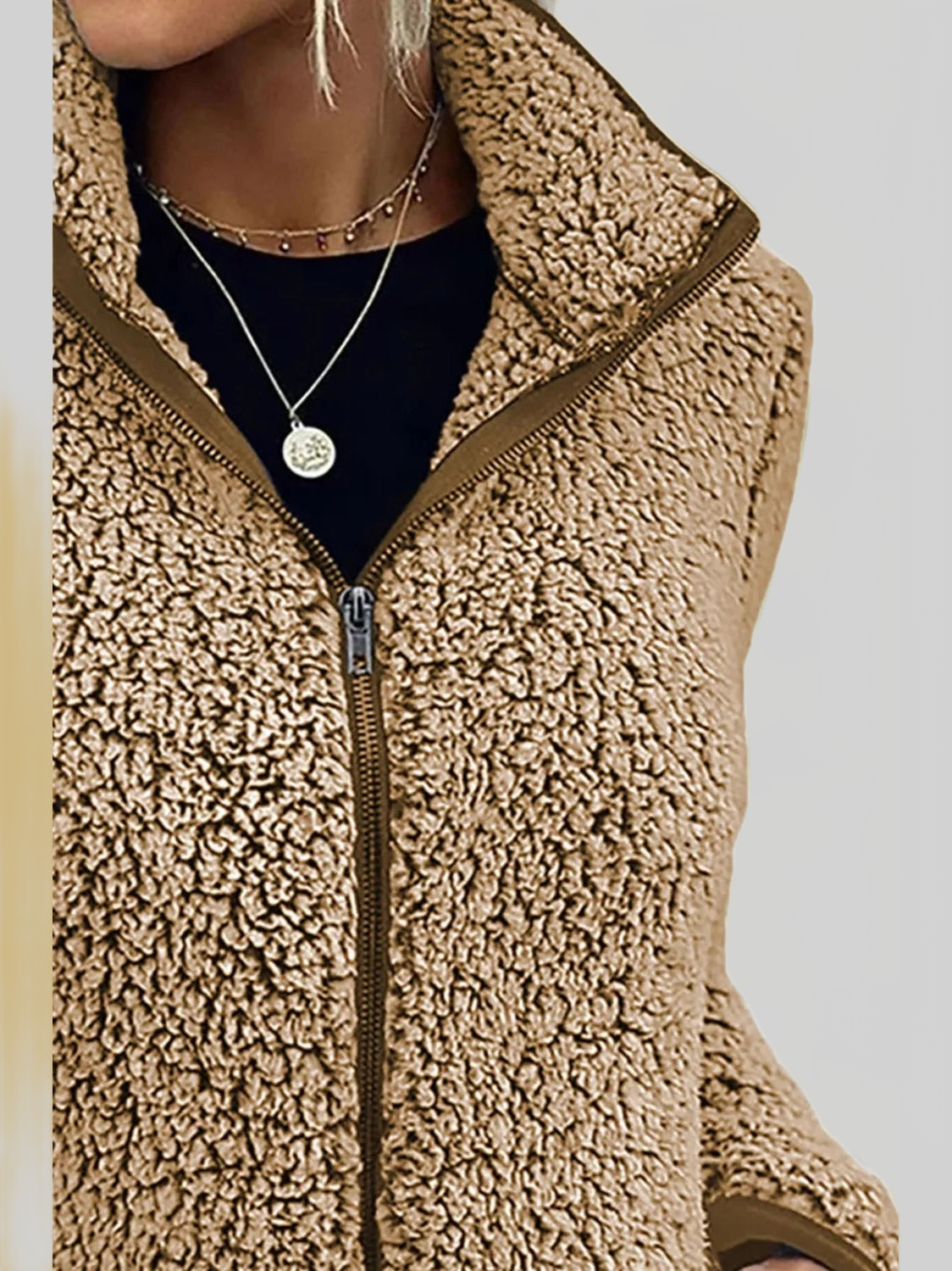 Pocketed Zip Up Turtleneck Jacket nicholesgifts
