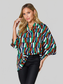 Women Double Take Full Size Geometric Notched Dolman Sleeve Top nicholesgifts