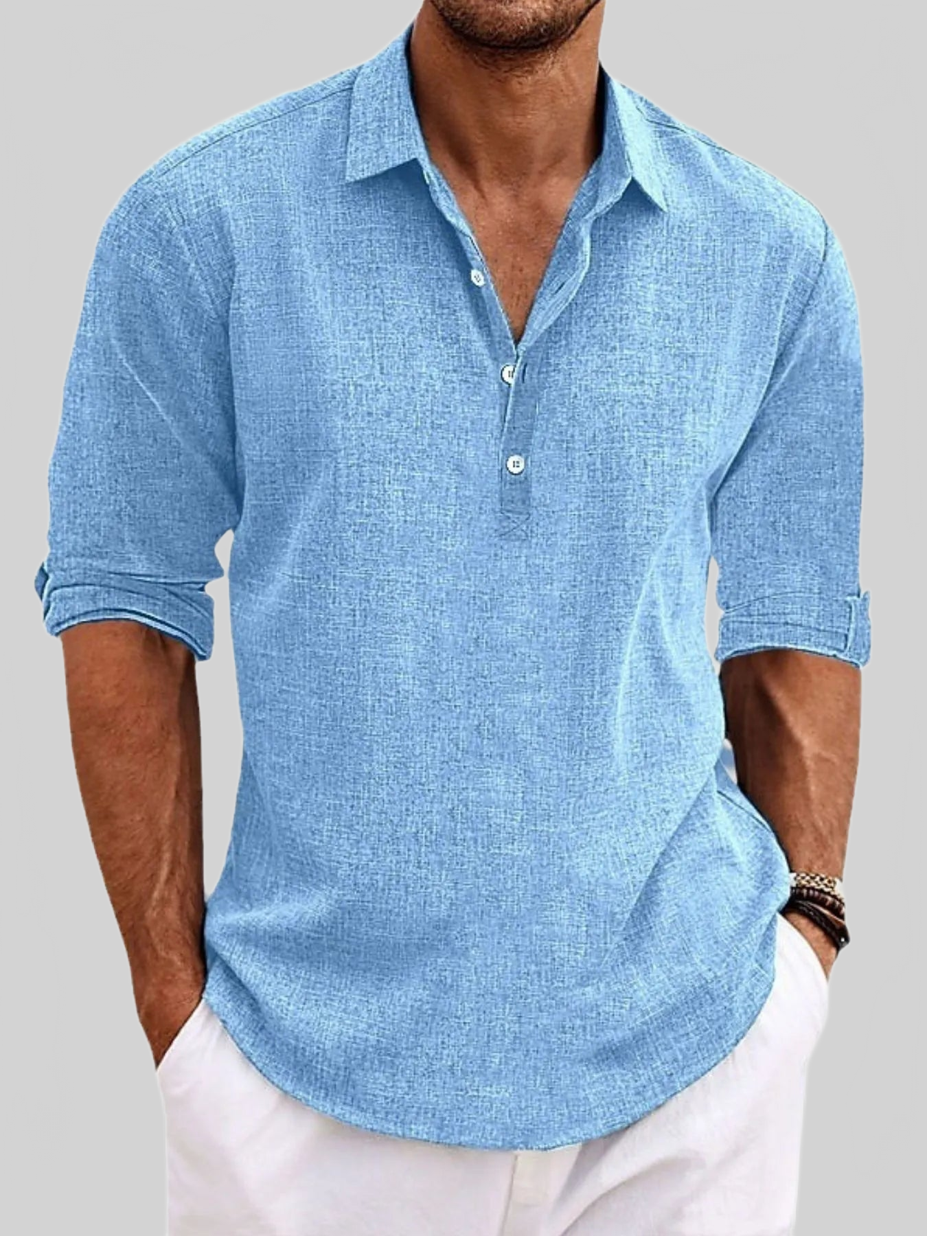 Men's Full Size Long Sleeve Henley Shirt Plus Size nicholesgifts