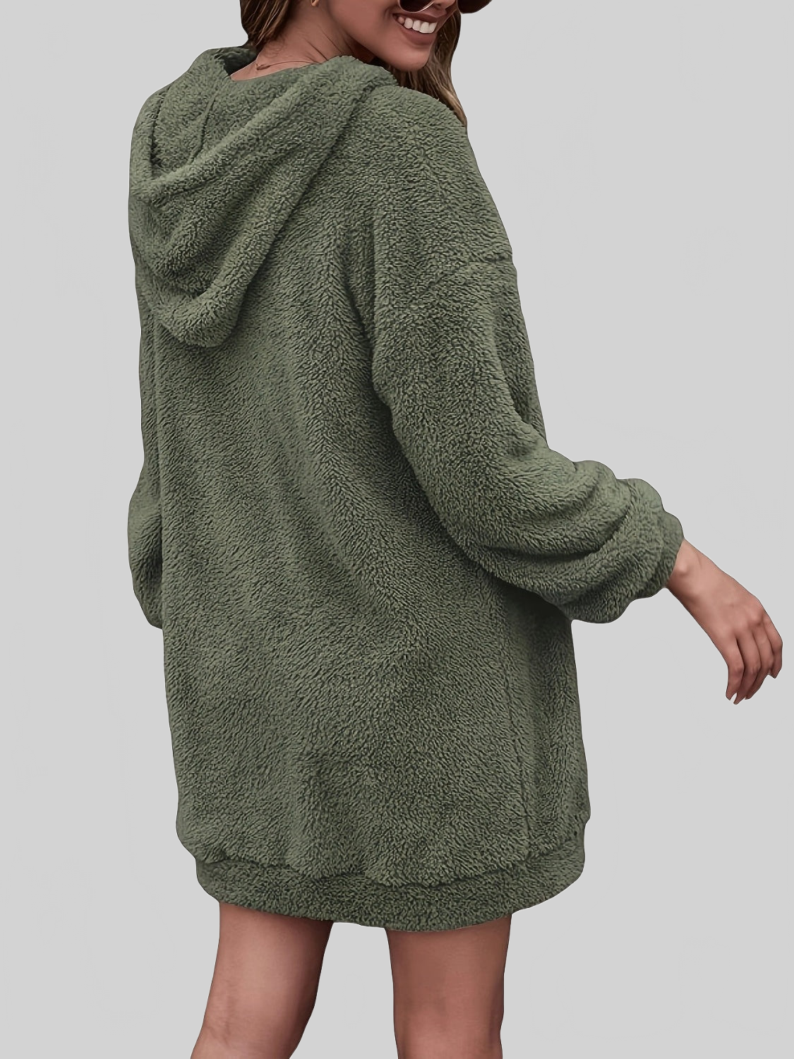 NicholesGifts Women Half Zip Dropped Shoulder Oversized Hoodie NicholesGifts