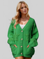 Women Double Take Full Size Button Up Star Pattern Cardigan Sweate nicholesgifts