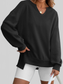 Women Notched Long Sleeve Oversized Sweatshirt nicholesgifts
