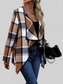 Plaid Open Front Long Sleeve Jacket nicholesgifts
