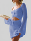 Women Cutout Lace-Up Long Sleeve Cover Up nicholesgifts