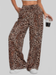 Women Leopard Print Wide Leg Pants nicholesgifts