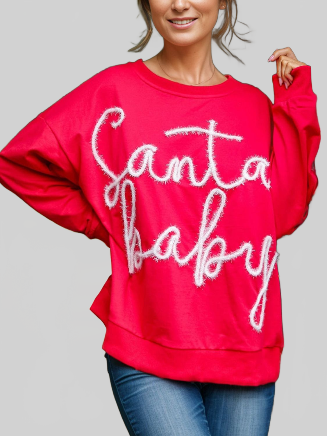 Letter Round Neck Long Sleeve Sweatshirt NicholesGifts