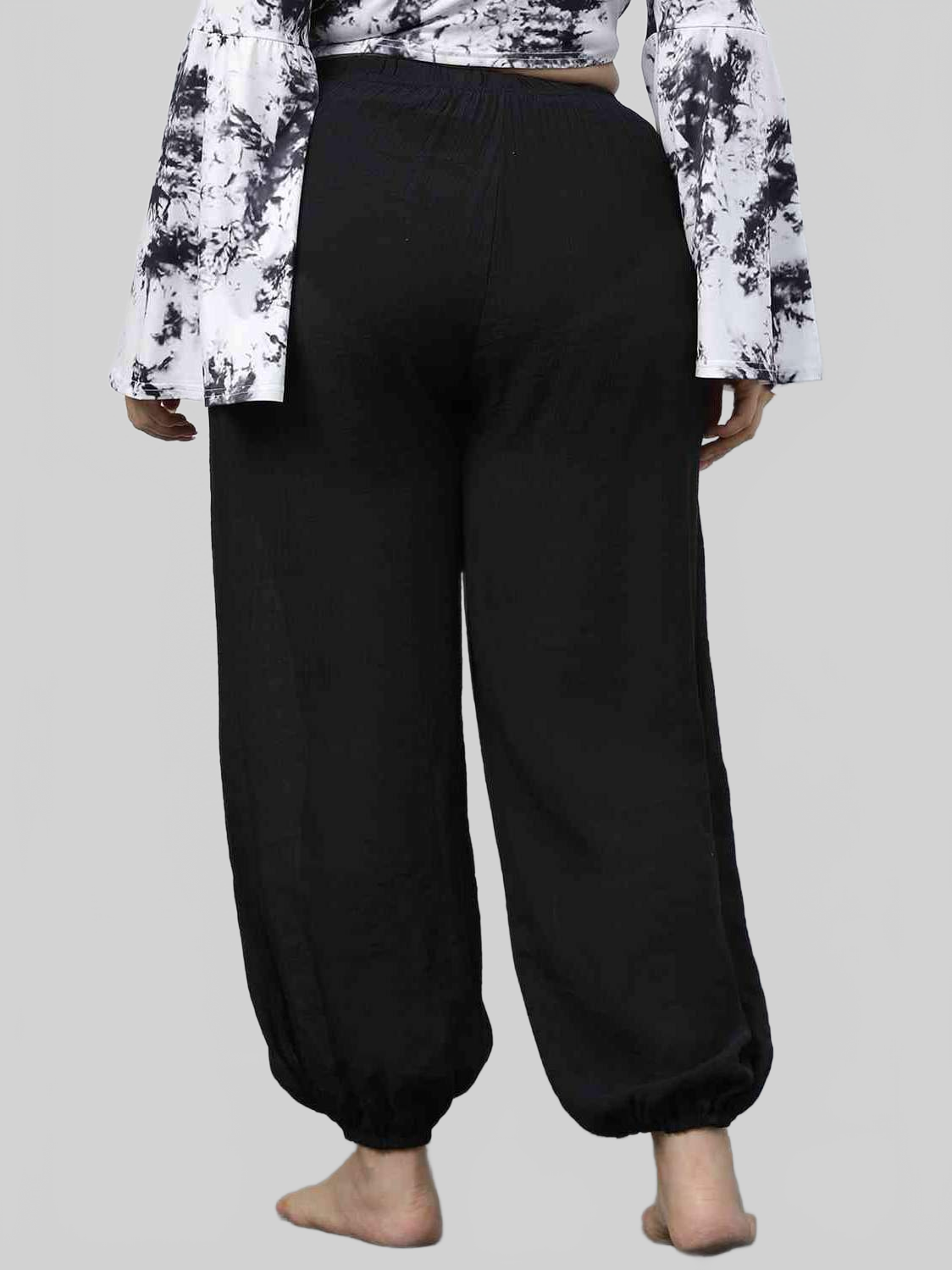 NicholesGifts Plus Size Women Black Drawstring Jogger Pants NicholesGifts