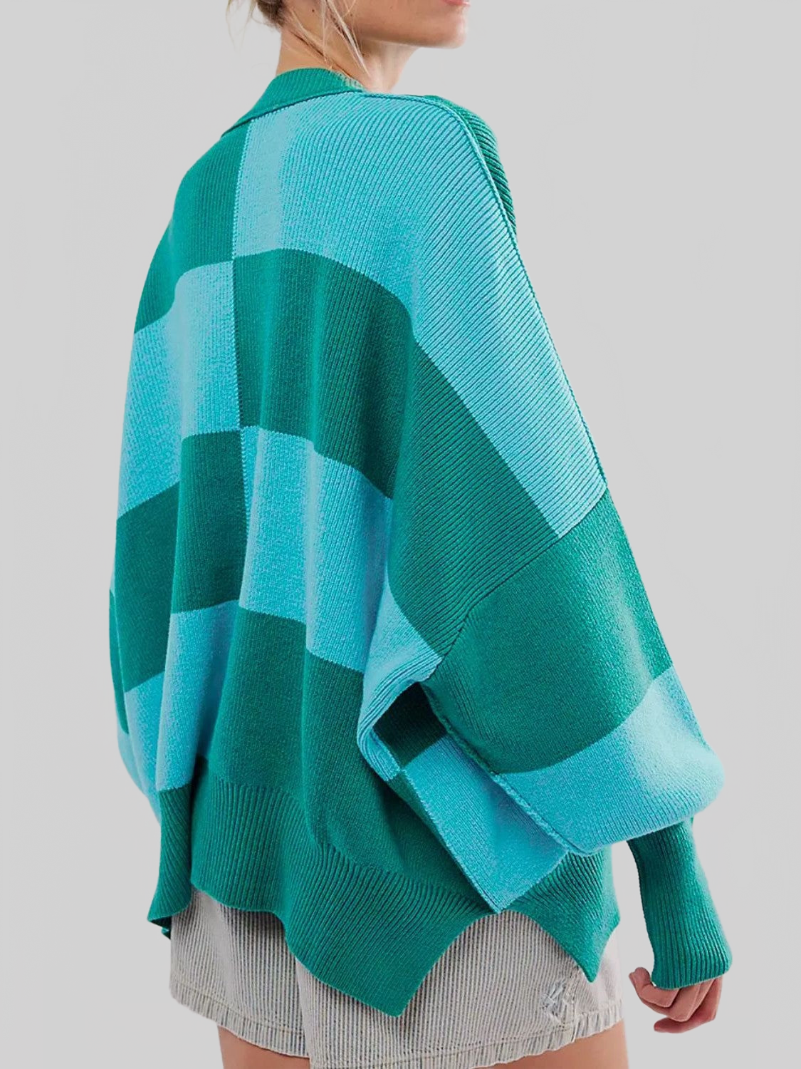 NicholesGifts Women Color Block Round Neck Long Sleeve Sweater nicholesgifts